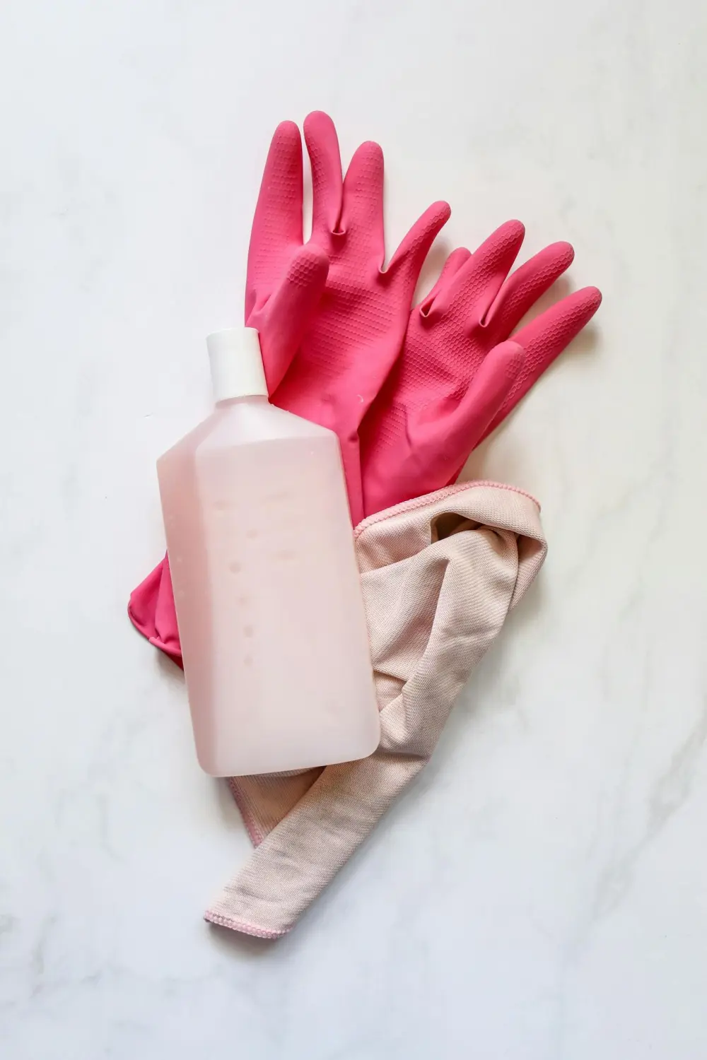 Chrissi und Daniel – Reinigungsmittel und Handschuhe
